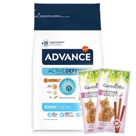 Advance Kitten Yavru Tavuk Etli Kedi Maması 10 Kg + 10 Adet Garden Mix Stick Kedi Ödülü