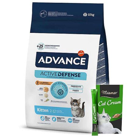 Advance Kitten Yavru Tavuk Etli Kedi Maması 10 Kg + 5 Adet Miamor Kedi Kreması 6 x 15 Gr