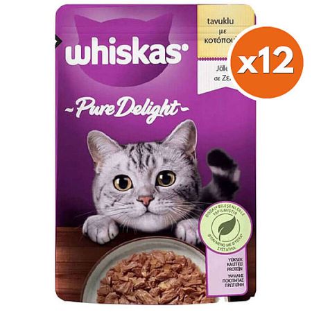 Whiskas Pouch Pure Delight Tavuklu Kedi Yaş Maması 85 Gr x 12 Adet