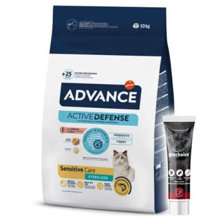 Advance Sensitive Kısırlaştırılmış Somonlu Kedi Maması 10 Kg + Pro Choice Vitamin Macun 100 ML