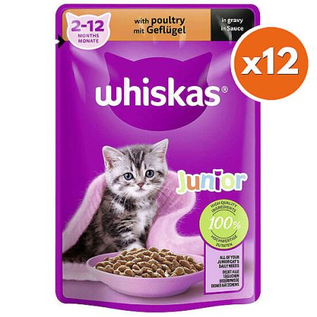 Whiskas Junior Pouch Kümes Hayvanlı Yavru Kedi Yaş Maması 85 Gr x 12 Adet