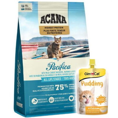 Acana Pacifica Cat Tahılsız Balıklı Kedi Maması 1,8 Kg + Gimcat Kedi Pudingi 150 Gr
