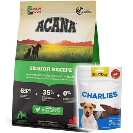 Acana Senior Yaşlı Tahılsız Köpek Maması 2 Kg + Gimdog 70 Gr Köpek Ödülü