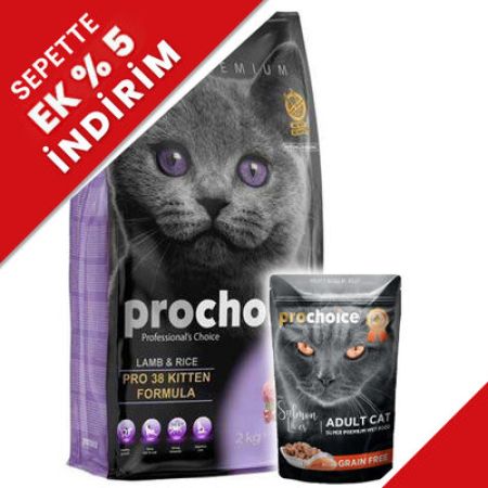 Pro Choice Pro38 Kitten Kuzulu Yavru Kedi Maması 2 Kg + 85 Gr Yaş Mama