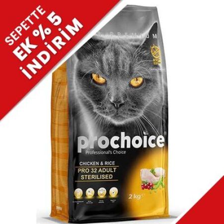 Pro Choice Pro32 Kısırlaştırılmış Tavuklu Kedi Maması 2 Kg + 2 Adet Bestpet 85 Gr Konserve