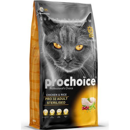 Pro Choice Pro32 Kısırlaştırılmış Tavuklu Kedi Maması 15 Kg + 2 Adet Pro Choice Konserve 400 Gr