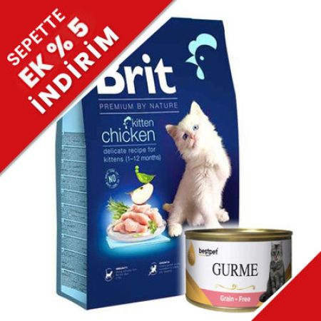 Brit Premium Kitten Tavuk ve Somonlu Yavru Kedi Maması 8 Kg + 4 Adet 85 Gr Yaş Mama
