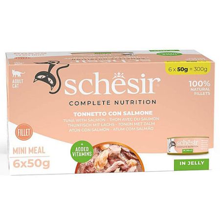 Schesir C125 Multipack Ton ve Somonlu Kedi Yaş Maması 6 x 50 Gr - 6 Al 5 Öde