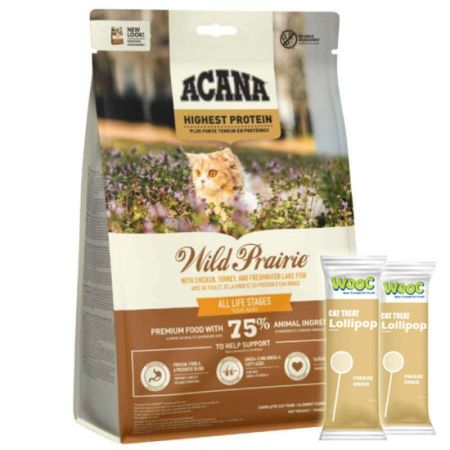 Acana Wild Prairie Cat Tahılsız Tavuklu Kedi Maması 1,8 Kg + 2 Adet Wooc Lolipop Ödül