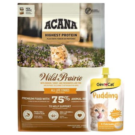 Acana Wild Prairie Cat Tahılsız Tavuklu Kedi Maması 1,8 Kg + Gimcat Kedi Pudingi 150 Gr