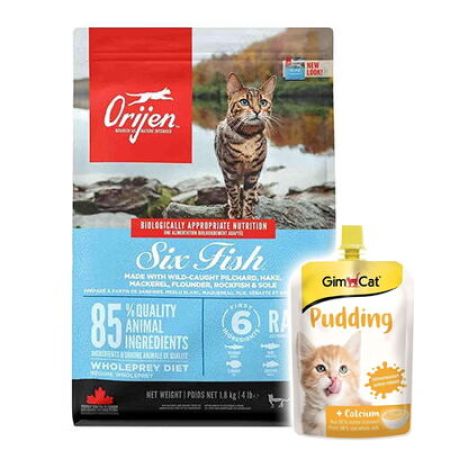 Orijen Six Fish 6 Balıklı Tahılsız Kedi Maması 1,8 Kg + Gimcat Kedi Pudingi 150 Gr