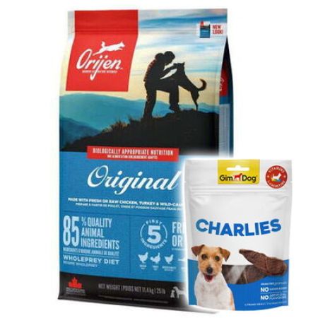 Orijen Original Tavuk ve Hindi Tahılsız Köpek Maması 11,4 Kg + Gimdog 70 Gr Köpek Ödülü