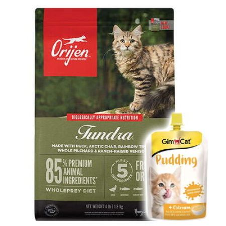 Orijen Tundra Etli Tahılsız Yetişkin Kedi Maması 1,8 Kg + Gimcat Kedi Pudingi 150 Gr
