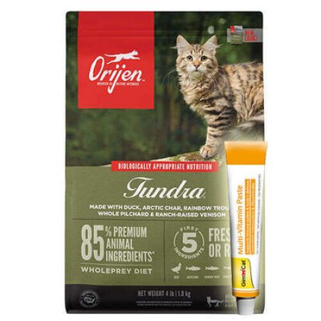Orijen Tundra Etli Tahılsız Kedi Maması 5,4 Kg + Gimcat 20 Gr Multivitamin Paste
