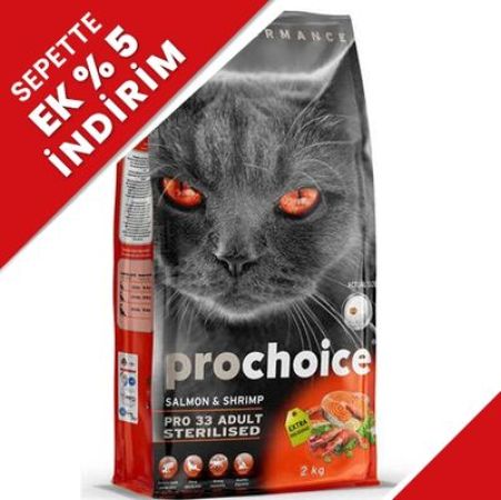Pro Choice Pro33 Kısırlaştırılmış Somonlu Kedi Maması 2 Kg + 2 Adet Bestpet 85 Gr Konserve