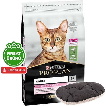 Pro Plan Delicate Kuzu Etli Hassas Sindirim Kedi Maması 10 Kg + Ferplast Relax Kedi Yatağı