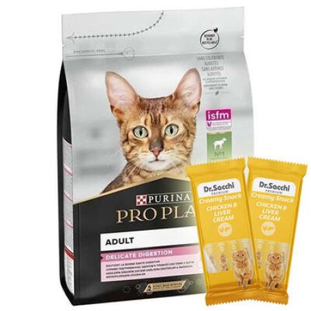 Pro Plan Delicate Kuzu Hassas Sindirim Kedi Maması 10 Kg + 3 Adet Dr Sacchi 4 lü Creamy Ödül
