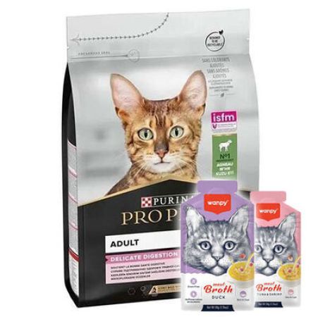 Pro Plan Delicate Kuzu Hassas Sindirim Kedi Maması 10 Kg + 5 Adet Wanpy 50 Gr Kedi Çorbası