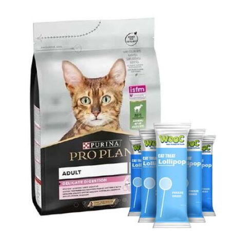 Pro Plan Delicate Kuzu Hassas Sindirim Kedi Maması 10 Kg + 5 Adet Wooc Kedi Ödülü Lolipop