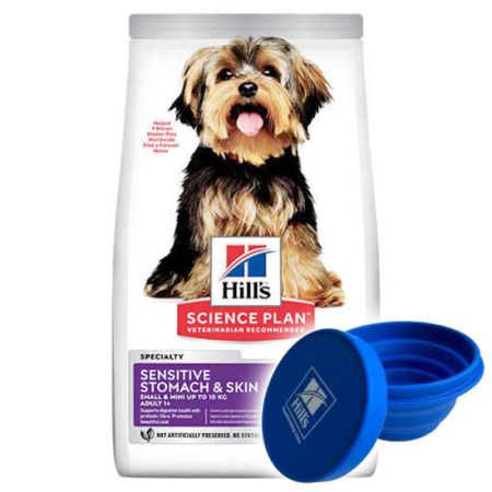 Hills Small Mini Sensitive Küçük Irk Köpek Maması 1,5 Kg + Katlanır Mama Kabı