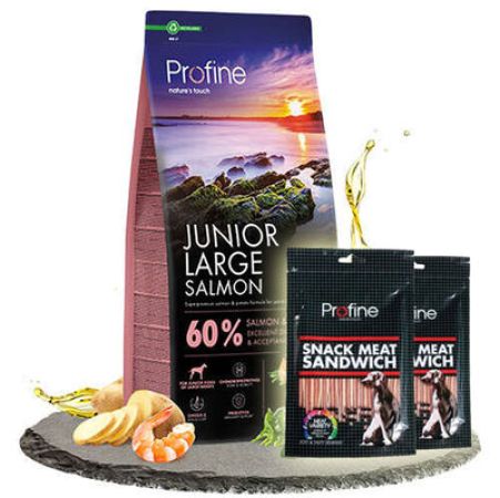 Profine Junior Large Somonlu Yavru Köpek Maması 12 Kg + 2 Adet Profine Köpek Ödülü