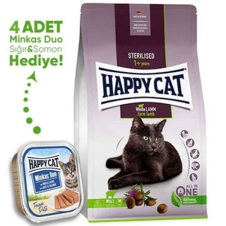 Happy Cat Sterilised Kuzu Kısırlaştırılmış Kedi Maması 4 Kg + 4 Adet Happy Cat 100 Gr