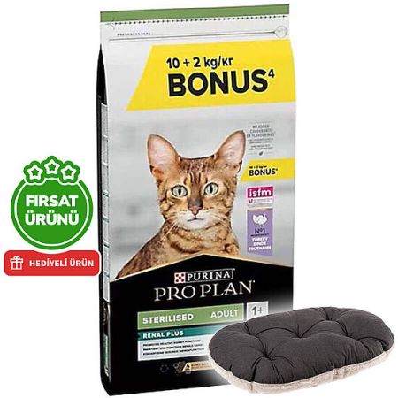 Pro Plan Kısırlaştırılmış Hindi Etli Kedi Maması 10 + 2 Kg (Toplam 12 Kg) + Ferplast Relax Kedi Yatağı
