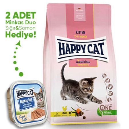 Happy Cat Kitten Kümes Hayvanı Yavru Kedi Maması 4 Kg + 2 Adet Happy Cat 100 Gr