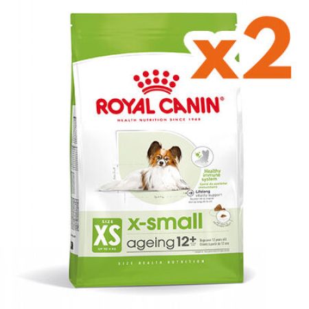 Royal Canin X-Small Ageing 12 Yaş Üzeri Yaşlı Köpek Maması 1.5 Kg x 2 Adet + 2 Adet Wanpy Creamy Treat 5x14 Gr