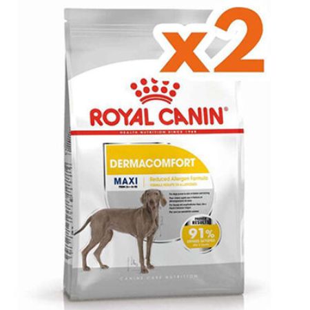 Royal Canin Maxi Dermacomfort Hassas Köpek Maması 12 Kg x 2 Adet + 2 Adet Wanpy Creamy Treat 5x14 Gr