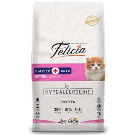 Felicia Hypoallergenic Kitten Düşük Tahıllı Tavuk ve Hamsi Yavru Kedi Maması 2 Kg + Temizlik Mendili