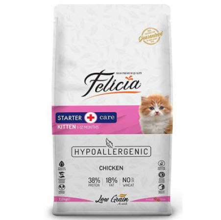 Felicia Hypoallergenic Kitten Düşük Tahıllı Tavuk ve Hamsi Yavru Kedi Maması 12 Kg + Temizlik Mendili