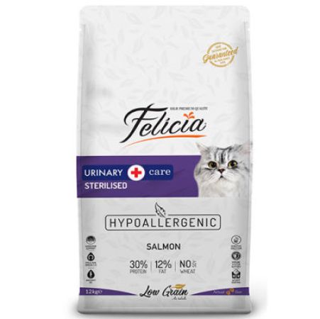 Felicia Hypoallergenic Urinary Sterilised Somonlu Kısırlaştırılmış Kedi Maması 12 Kg + Temizlik Mendili