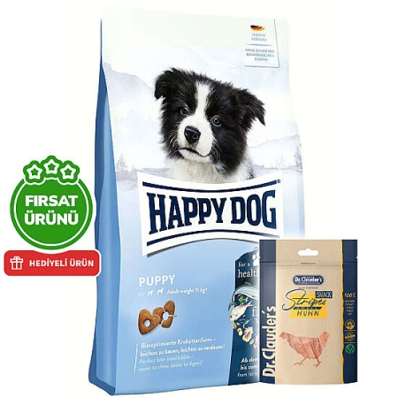 Happy Dog Puppy Kümes Hayvanı ve Somon Yavru Köpek Maması 10 Kg + 2 Adet Dr. Clauders Ödül 80 Gr