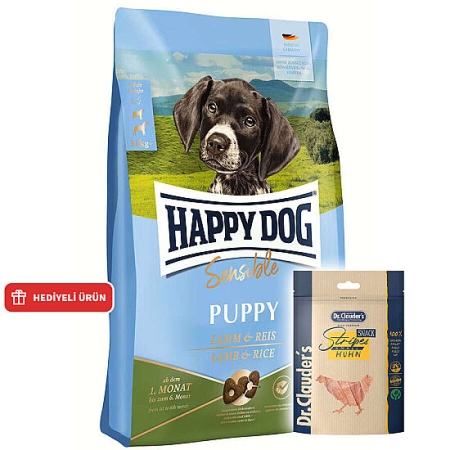 Happy Dog Sensible Puppy Kuzu Etli Yavru Köpek Maması 4 Kg + Dr. Clauders Ödül 80 Gr