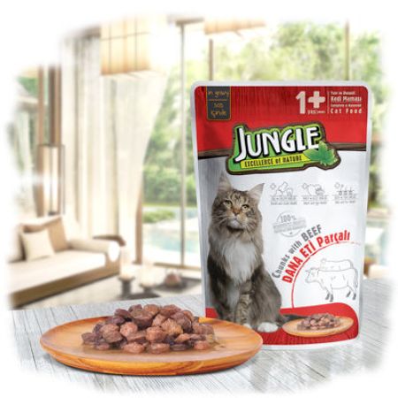 Jungle Pouch Adult Biftekli Yaş Yetişkin Kedi Maması 100 Gr