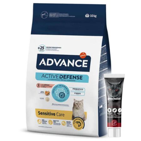 Advance Sensitive Somonlu Kedi Maması 10 Kg + Pro Choice Vitamin Macun 100 ML