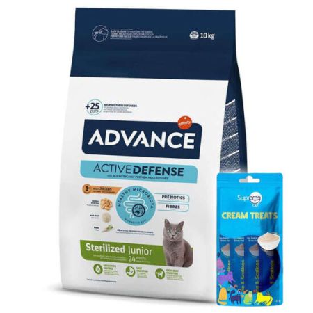 Advance Junior Kısırlaştırılmış Yavru Kedi Maması 10 Kg + 2 Adet Supreme 4x14 Gr Kedi Crema