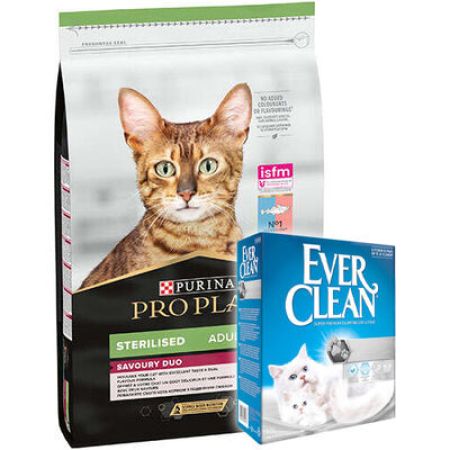 Pro Plan Kısırlaştırılmış Morina ve Alabalık Kedi Maması 10 Kg + Everclean 10 Lt Kedi Kumu