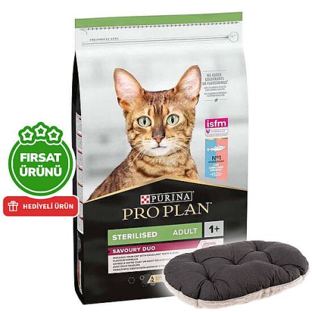 Pro Plan Kısırlaştırılmış Morina ve Alabalık Kedi Maması 10 Kg + Ferplast Relax Kedi Yatağı