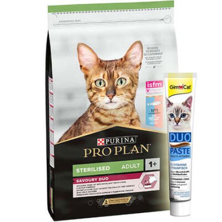 Pro Plan Kısırlaştırılmış Morina ve Alabalık Kedi Maması 10 Kg + GimCat Multi Vitamin Paste Macun