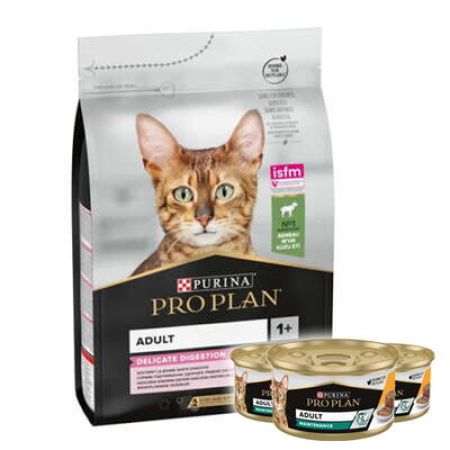 Pro Plan Delicate Kuzu Etli Hassas Sindirim Kedi Maması 3 Kg + 3 Adet Pro Plan 85 Gr Yaş Mama
