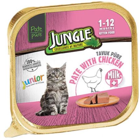 Jungle Junior Süt ve Tavuk Etli Ezme / Pate Yavru Kedi Yaş Maması 100 Gr