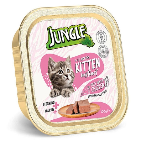 Jungle Kitten Süt ve Tavuk Etli Ezme Pate Yavru Kedi Yaş Maması 100 Gr