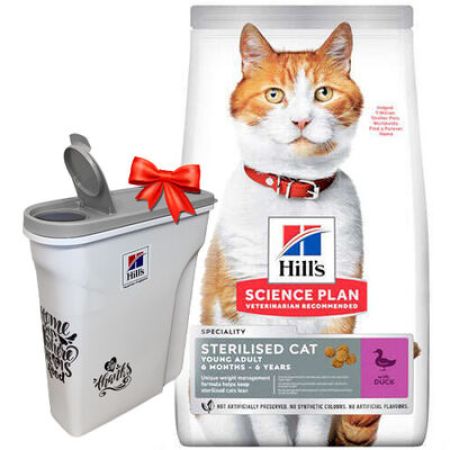 Hills Sterilised Kısırlaştırılmış Ördekli Kedi Maması 3 Kg+ Mama Saklama Kabı