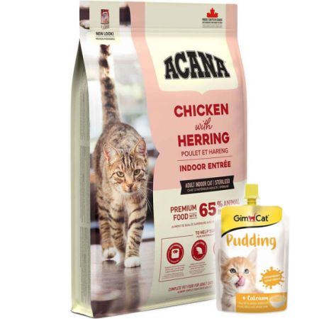 Acana Indoor Entree Sterilised Kısırlaştırılmış Kedi Maması 4,5 Kg + Gimcat Kedi Pudingi 150 Gr