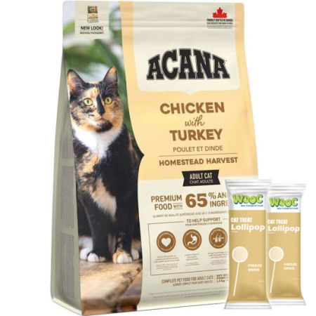 Acana Homestead Harvest Kedi Maması 1,8 Kg + 2 Adet Wooc Lolipop Ödül