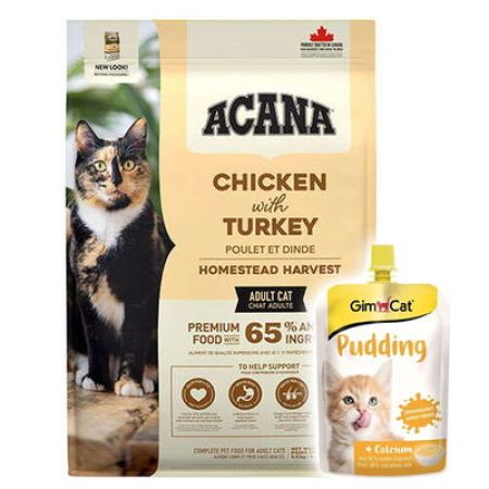 Acana Homestead Harvest Yetişkin Kedi Maması 1,8 Kg + Gimcat Kedi Pudingi 150 Gr