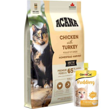 Acana Homestead Harvest Yetişkin Kedi Maması 4,5 Kg + Gimcat Kedi Pudingi 150 Gr