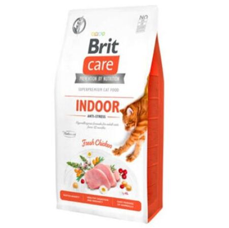 Brit Care Indoor Anti Stress Tavuklu Tahılsız Kedi Maması 2 Kg + Temizlik Mendili